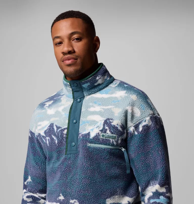 COLUMBIA Men's Helvetia II Printed Half Snap Fleece - Teal