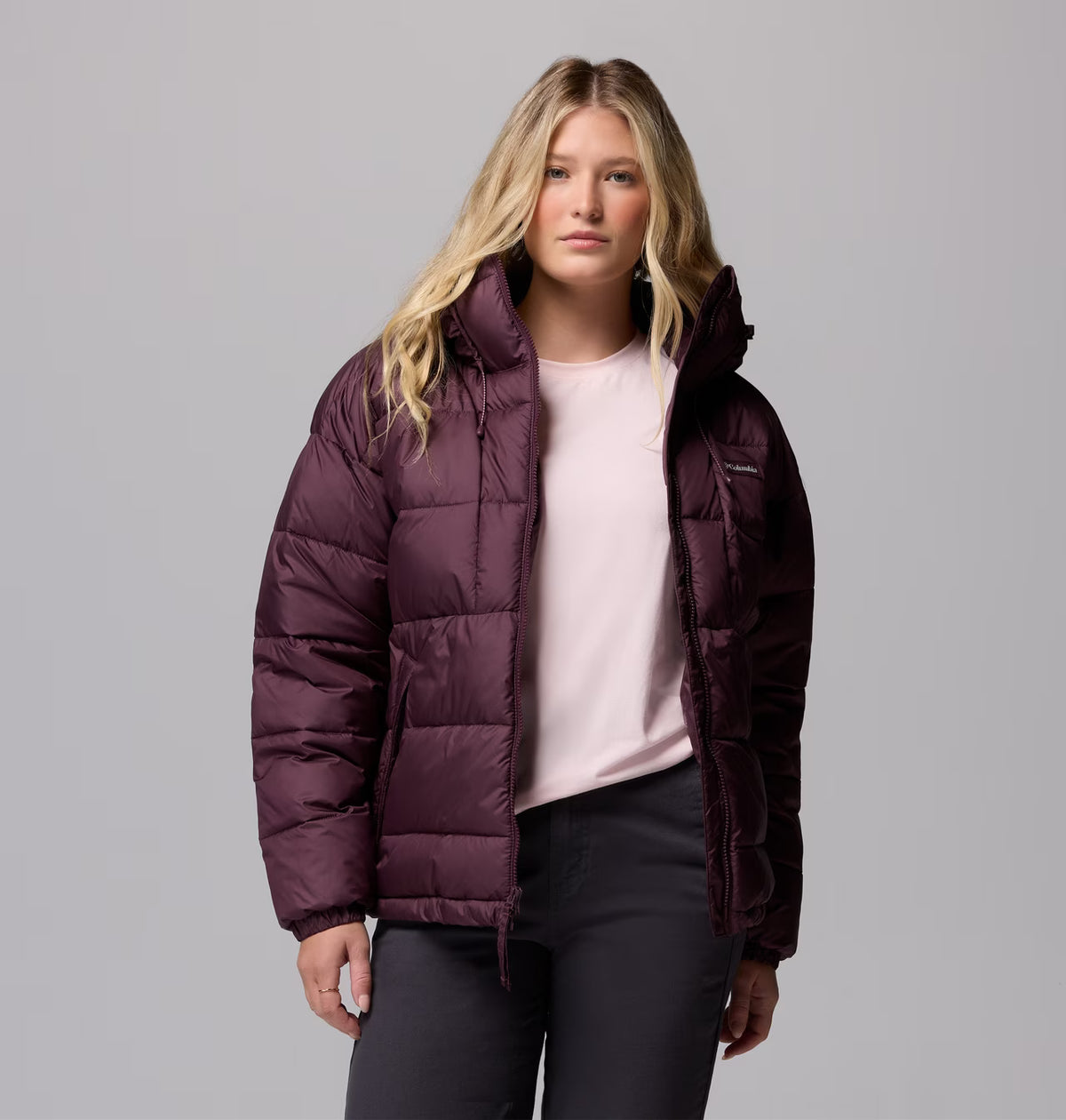 COLUMBIA Women's Pike Lake III Hooded Puffer Jacket - Burgundy