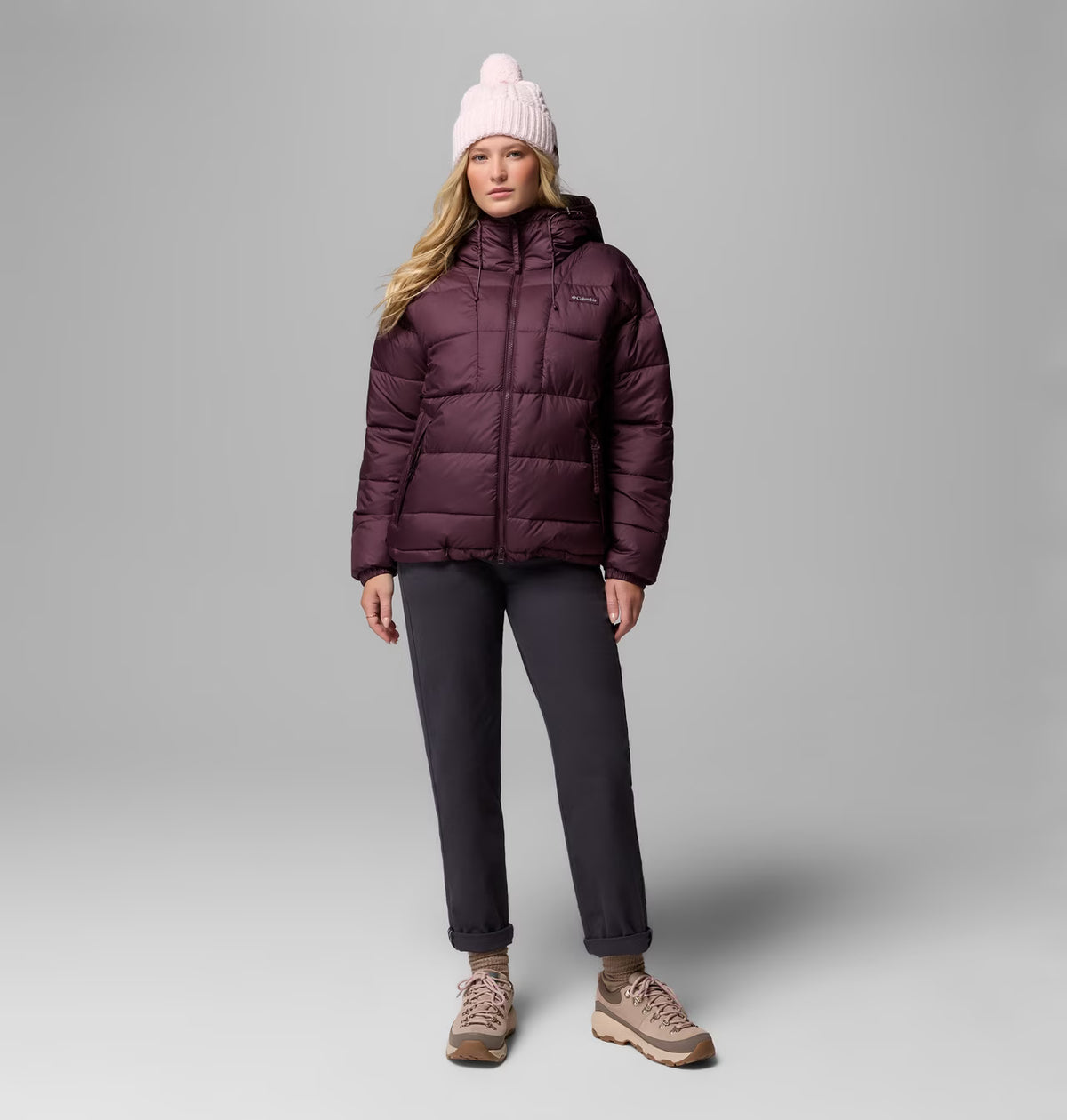 COLUMBIA Women's Pike Lake III Hooded Puffer Jacket - Burgundy