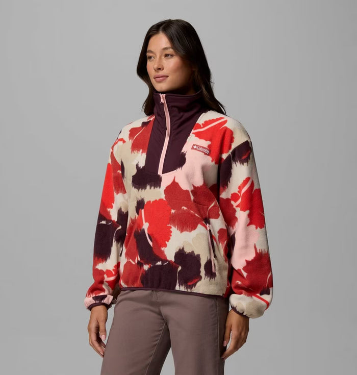 COLUMBIA Women's Sequoia Grove Printed Half Zip Fleece - Red