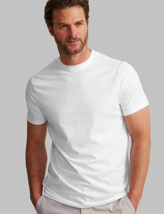VEDONEIRE Casual Round Neck Cotton T-Shirt - White