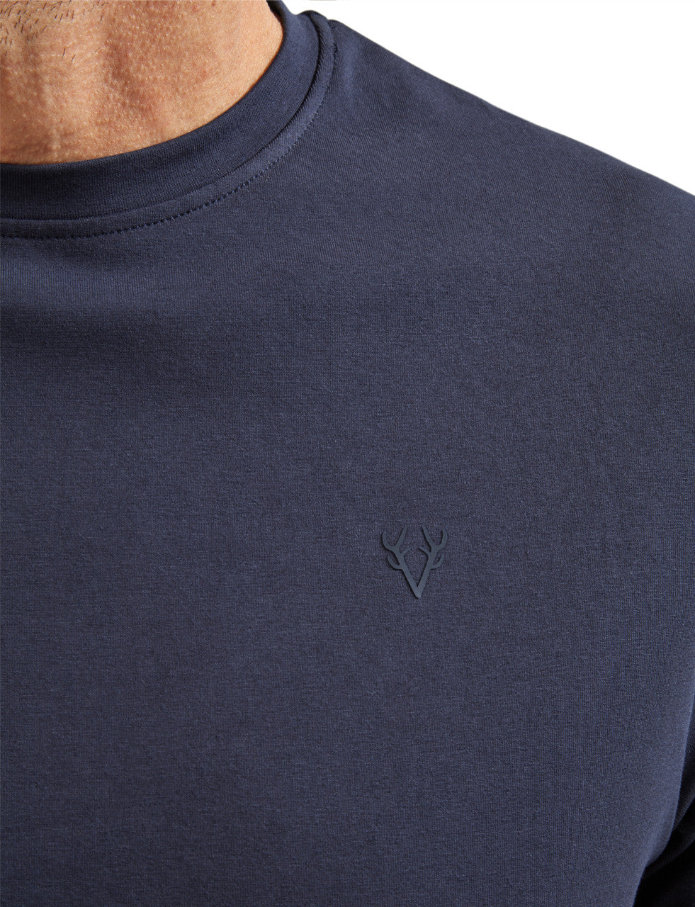 VEDONEIRE Casual Round Neck Cotton T-Shirt - Navy