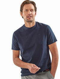 VEDONEIRE Casual Round Neck Cotton T-Shirt - Navy