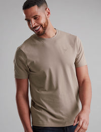 VEDONEIRE Casual Round Neck Cotton T-Shirt - Taupe