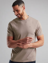 VEDONEIRE Casual Round Neck Cotton T-Shirt - Taupe