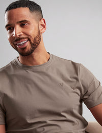 VEDONEIRE Casual Round Neck Cotton T-Shirt - Taupe