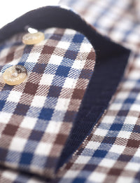 VEDONEIRE Brushed Cotton Shirt - Navy Brown