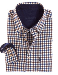 VEDONEIRE Brushed Cotton Shirt - Navy Brown