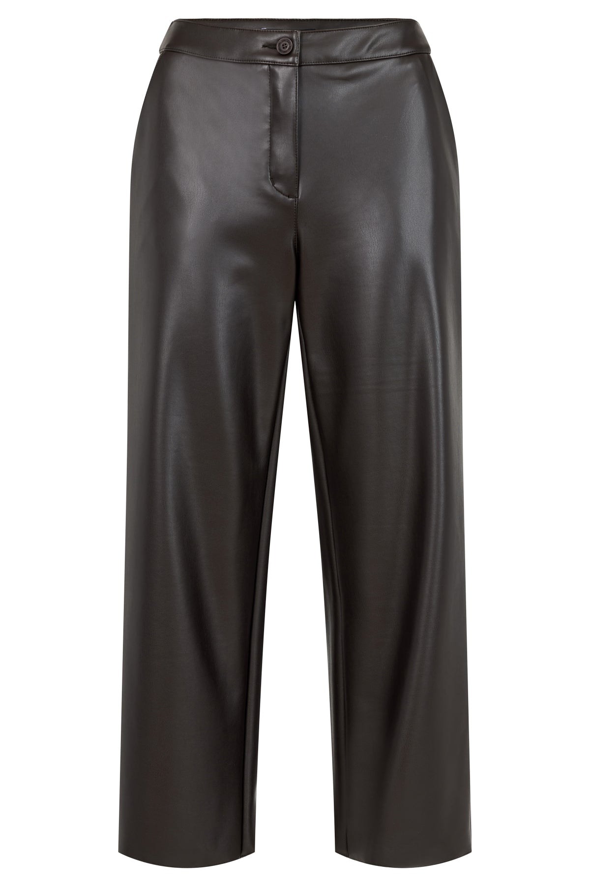 ROBELL Cloe 09 Faux Leather Crop Trouser 65cm - Dark Brown