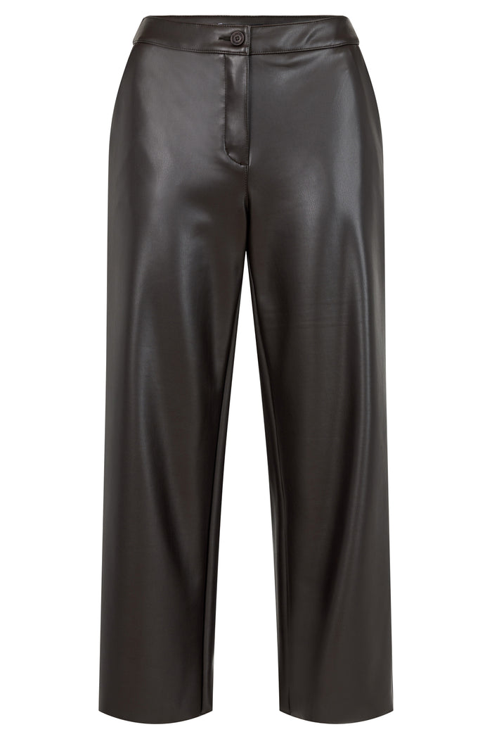 ROBELL Cloe 09 Faux Leather Crop Trouser 65cm - Dark Brown