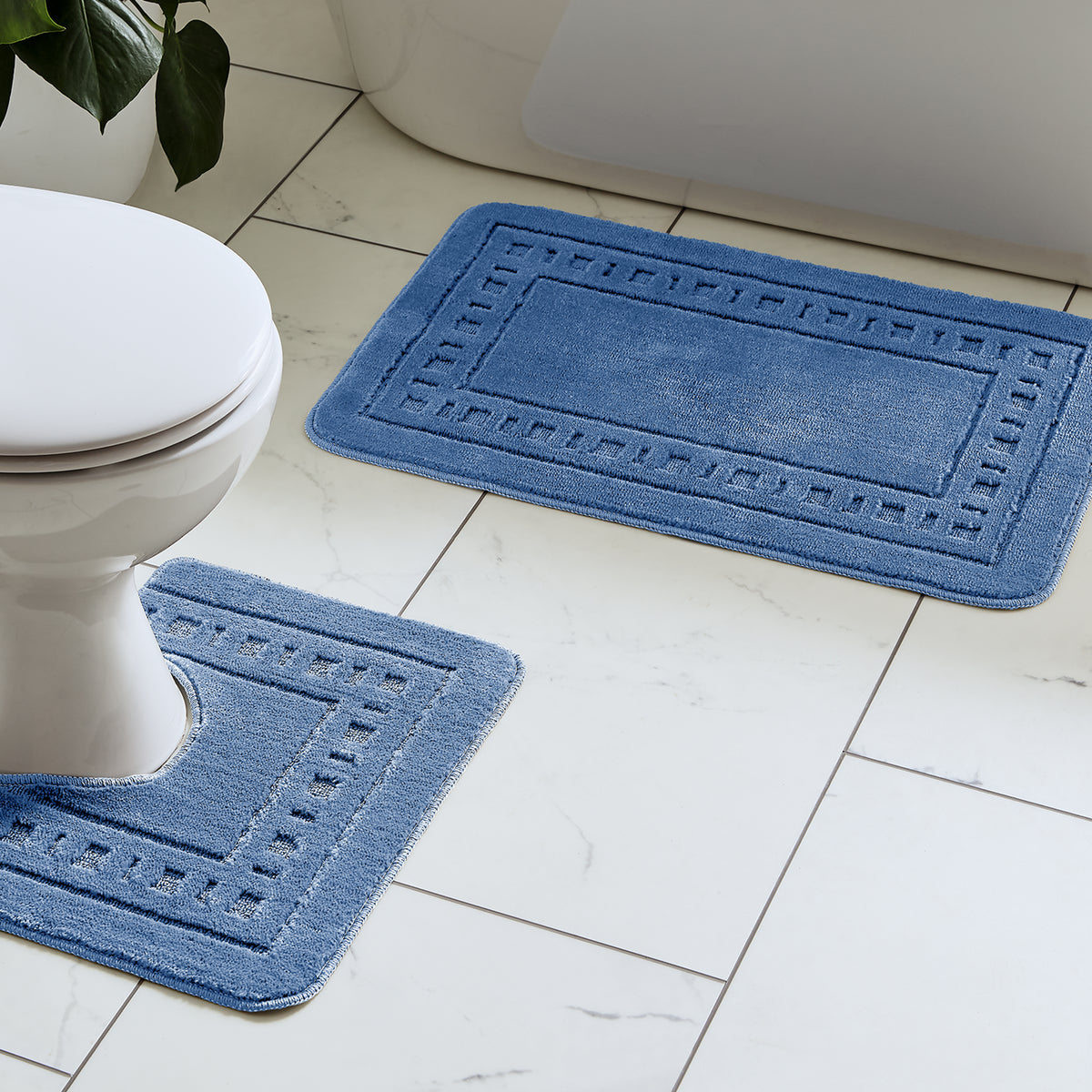 CATHERINE LANSFIELD Armoni Bath and Pedestal Mat Set - Blue