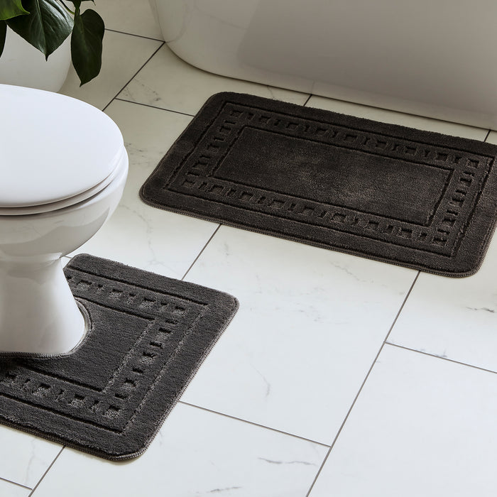 CATHERINE LANSFIELD Armoni Bath and Pedestal Mat Set - Charcoal