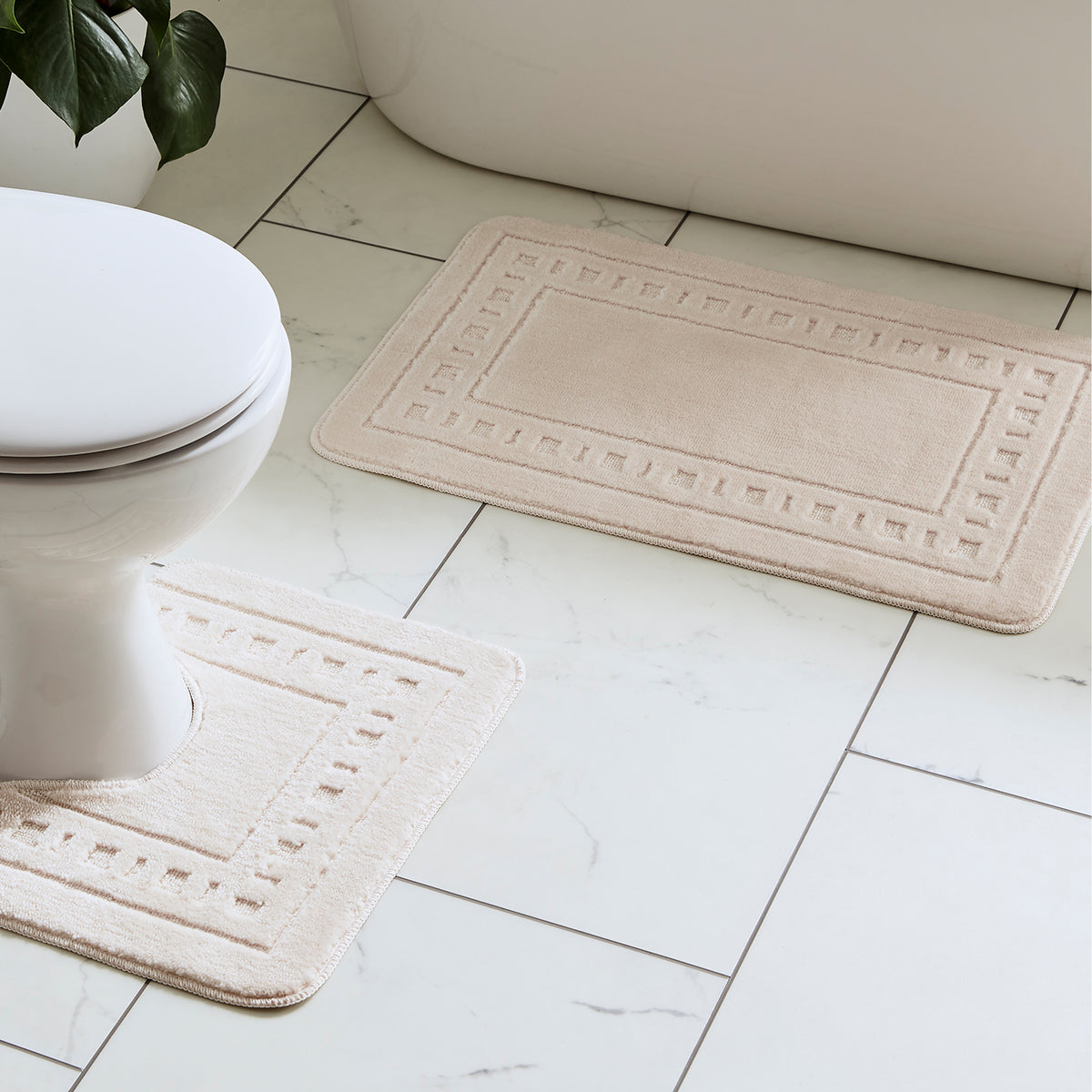 CATHERINE LANSFIELD Armoni Bath and Pedestal Mat Set - Cream