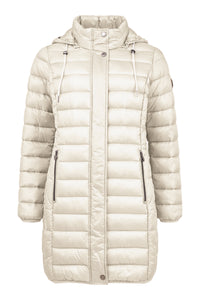 FRANDSEN Quilted Windproof Hooded Down Coat - Cream