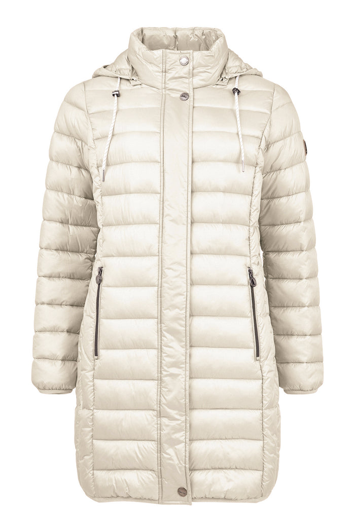 FRANDSEN Quilted Windproof Hooded Down Coat - Cream