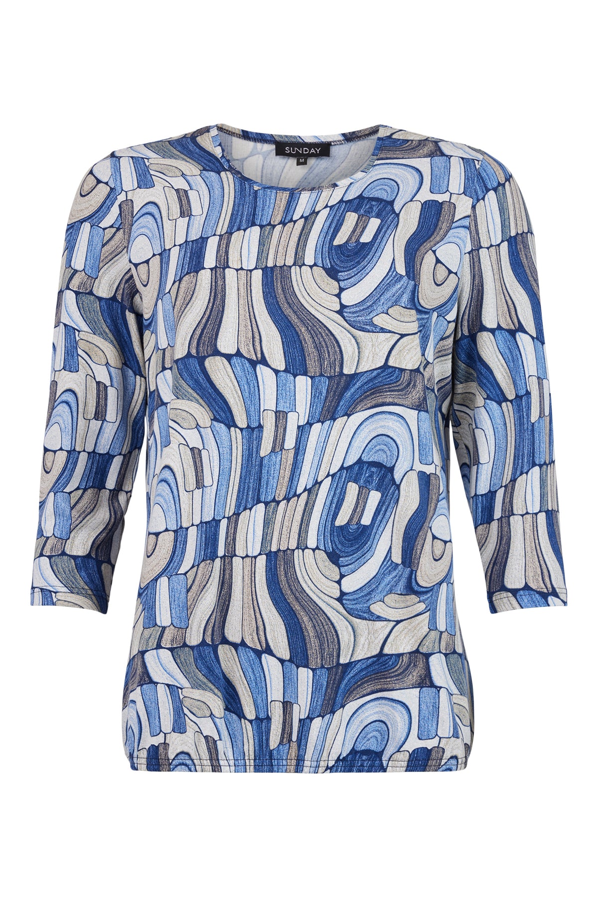 SUNDAY Short Long Sleeve Top - Blue Print
