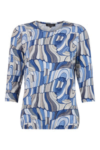 SUNDAY Short Long Sleeve Top - Blue Print
