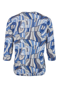 SUNDAY Short Long Sleeve Top - Blue Print