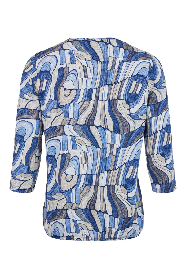 SUNDAY Short Long Sleeve Top - Blue Print