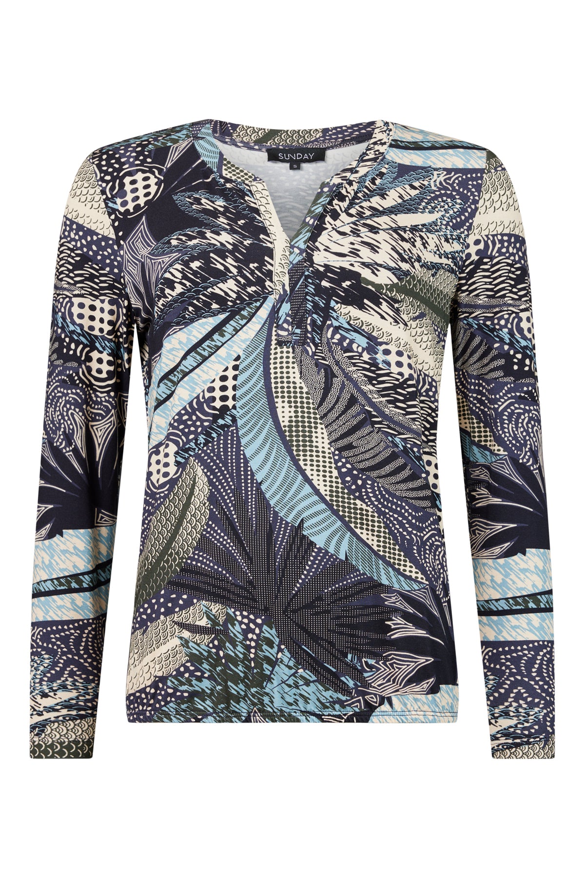 SUNDAY V-Neck Print Top