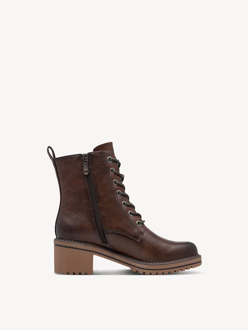 MARCO TOZZI Lace Front Boot - Chestnut