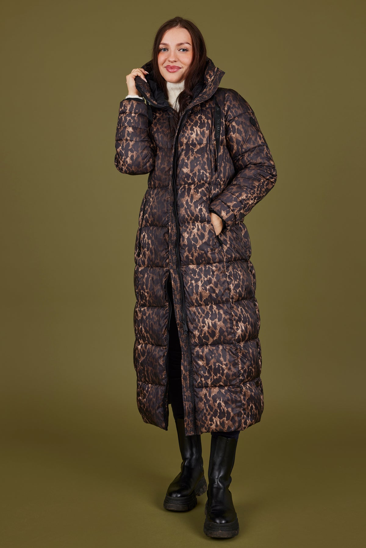 NORMANN Longline Animal Print Padded Coat
