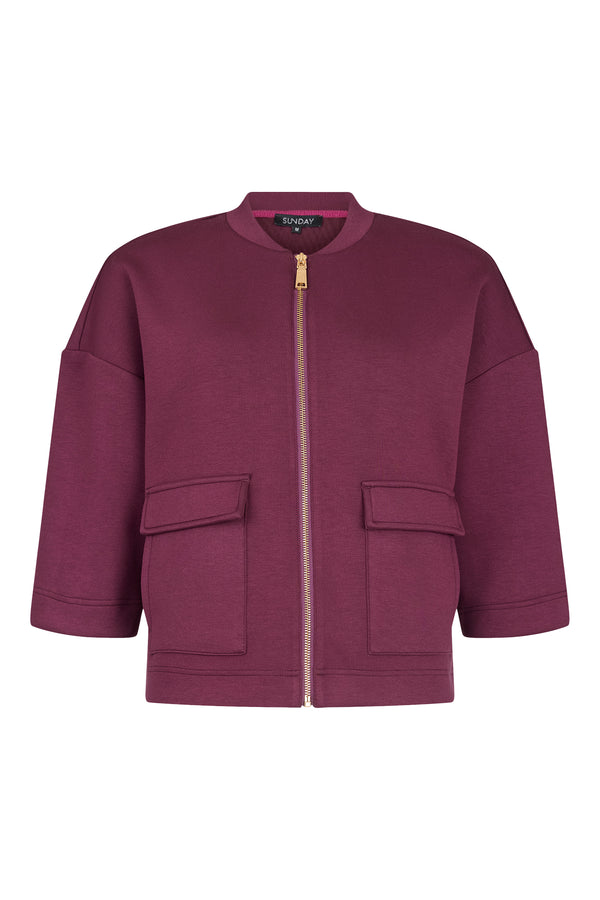 SUNDAY 3/4 Sleeve FZ Jacket - Plum