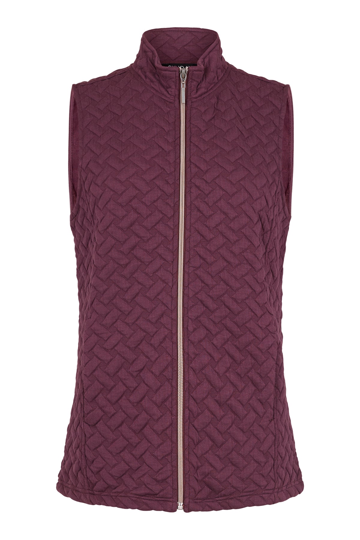 SUNDAY Full Zip Textured Gilet - Plum