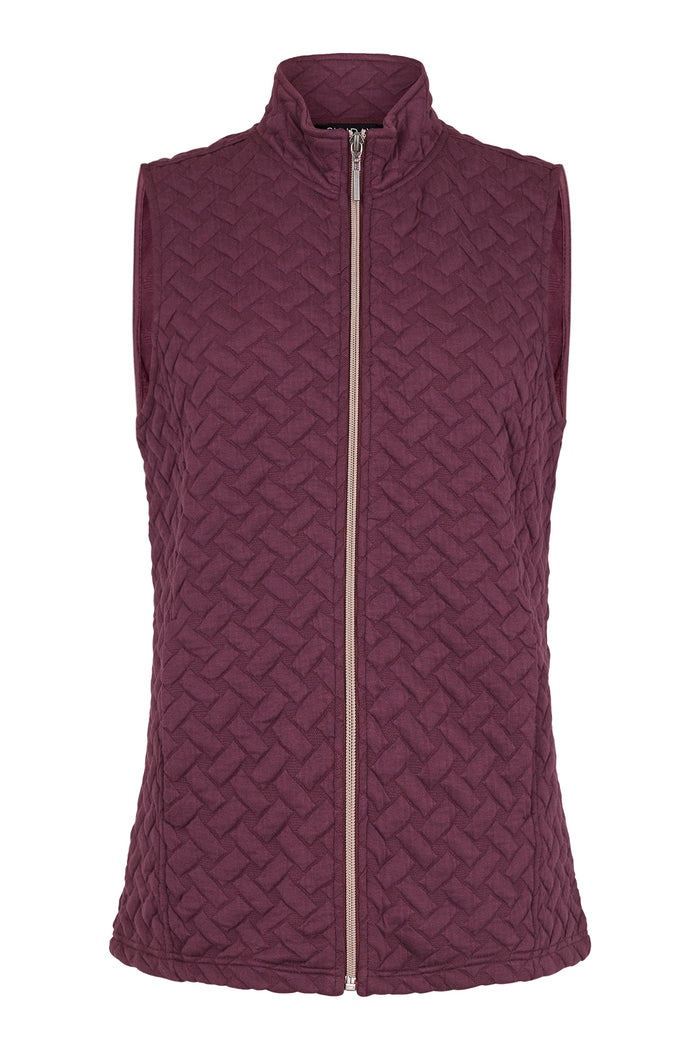 SUNDAY Full Zip Textured Gilet - Plum