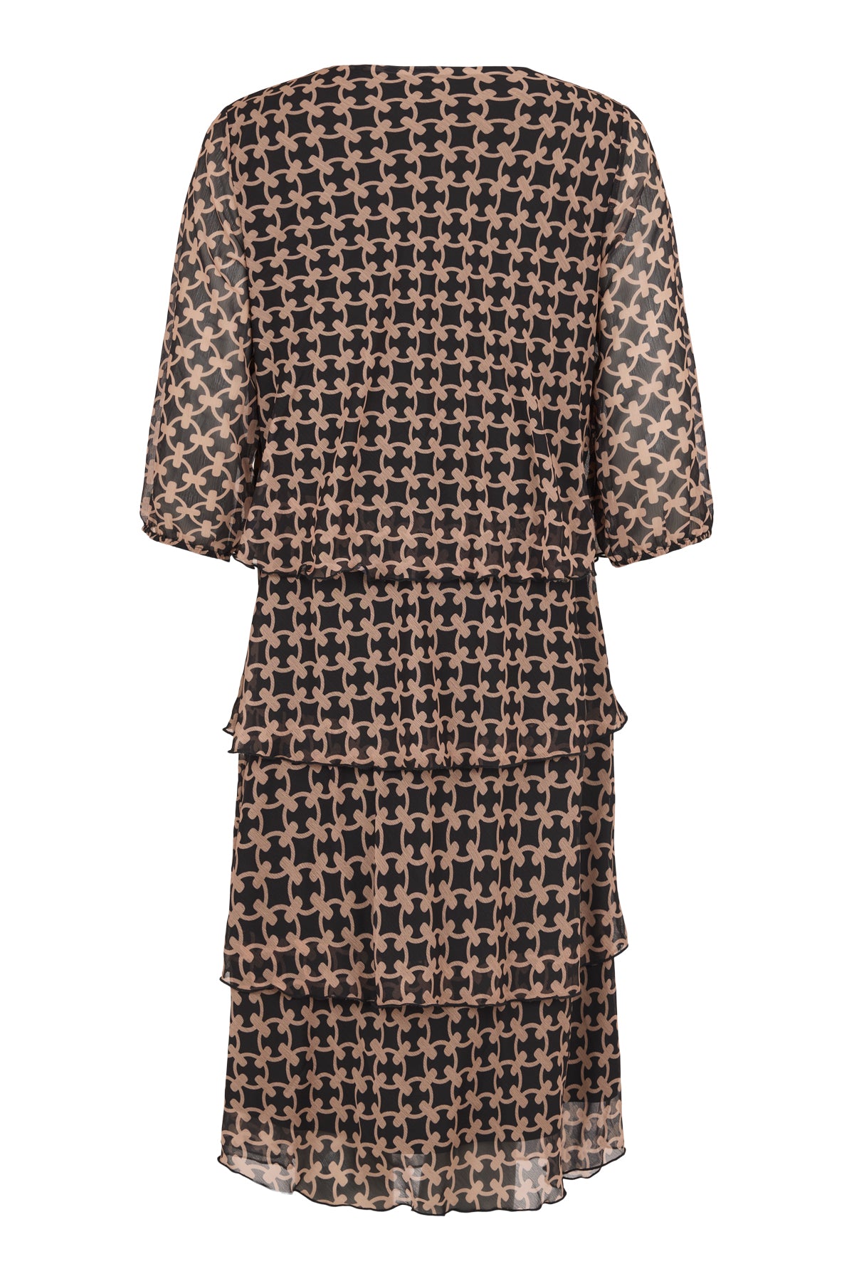 SUNDAY Tiered Chiffon Dress - Beige Pattern