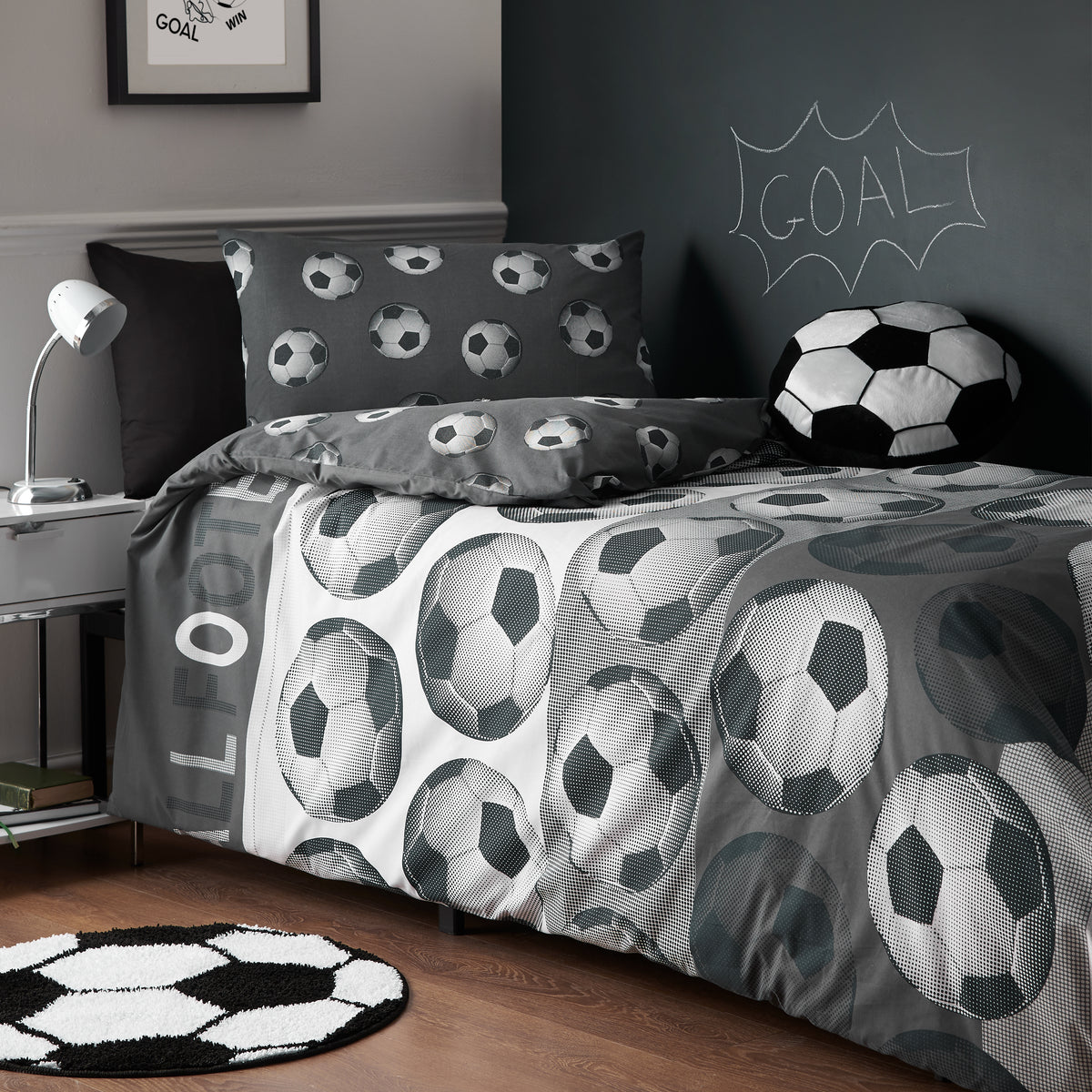 CATHERINE LANSFIELD Football Kids Duvet Cover Set - Grey