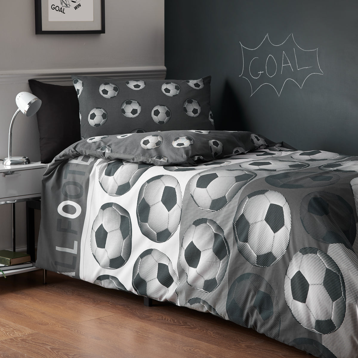 CATHERINE LANSFIELD Football Kids Duvet Cover Set - Grey