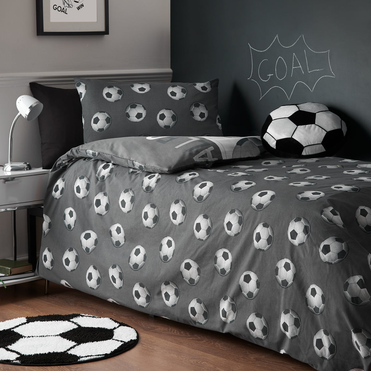 CATHERINE LANSFIELD Football Kids Duvet Cover Set - Grey