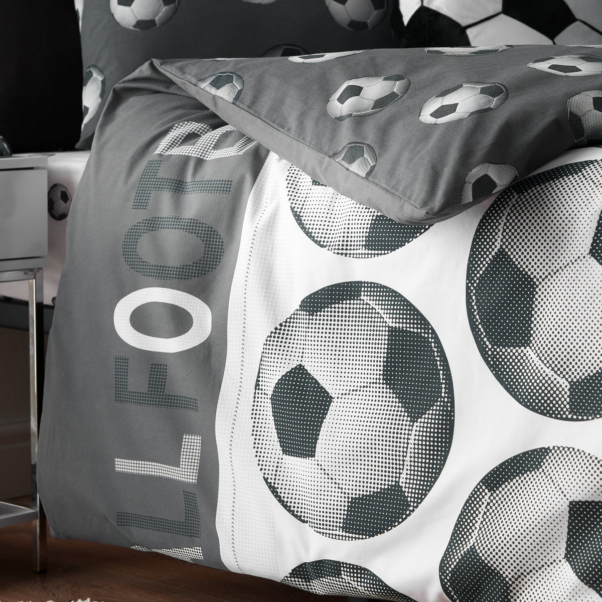 CATHERINE LANSFIELD Football Kids Duvet Cover Set - Grey