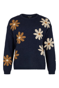 SUNDAY Daisy Round Neck Jumper - Navy