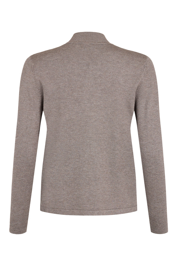 SUNDAY Tie-Neck Fine Knit Jumper – Taupe