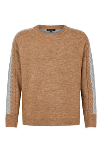 SUNDAY Two-tone Cable Detail Jumper – Camel & Grey