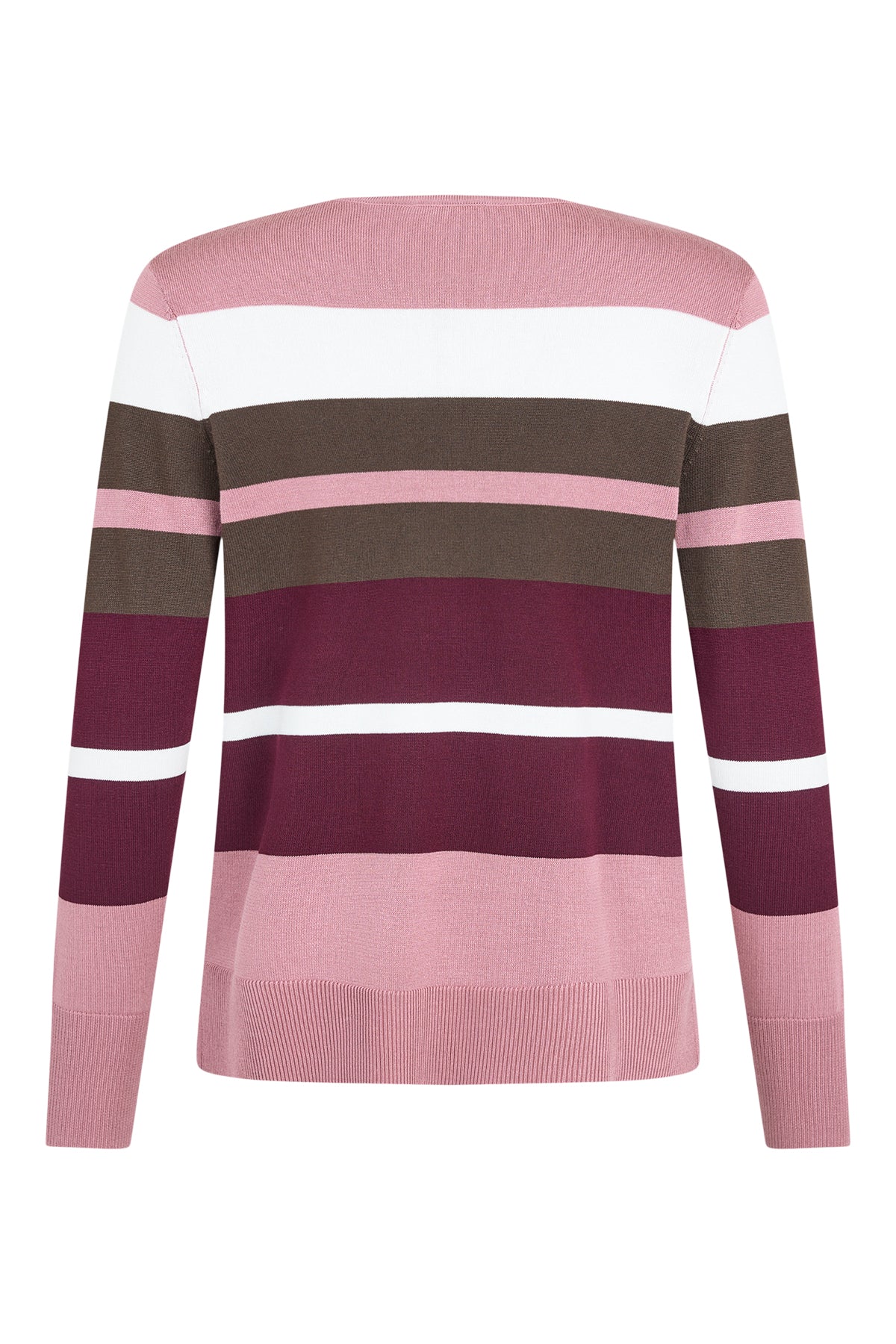 SUNDAY Striped Round Neck Jumper - Plum