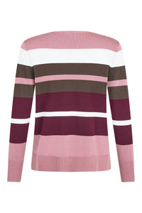 SUNDAY Striped Round Neck Jumper - Plum