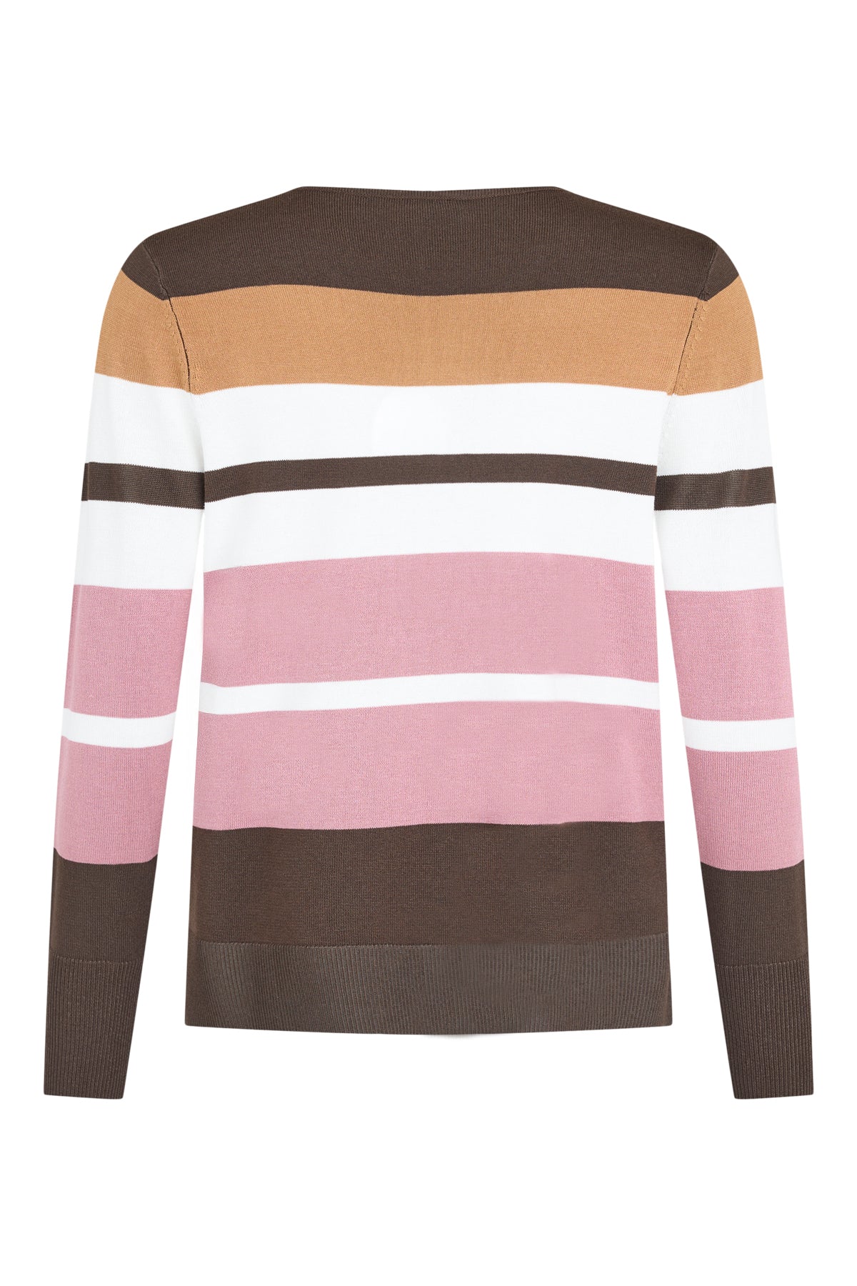 SUNDAY Striped Round Neck Jumper - Pink/Brown