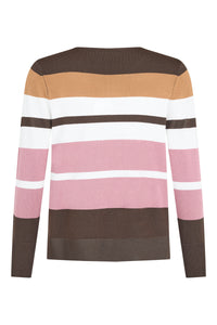 SUNDAY Striped Round Neck Jumper - Pink/Brown