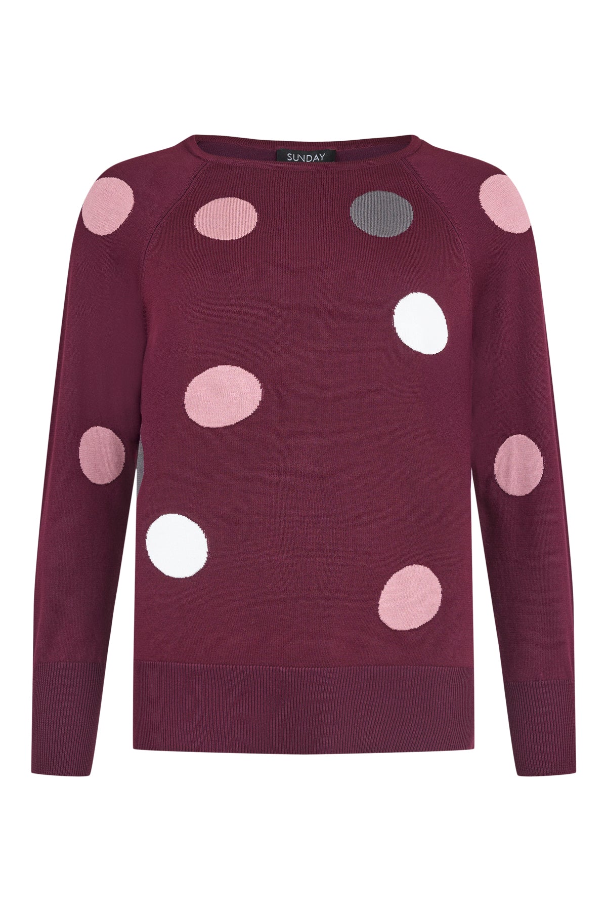 SUNDAY Polka Dot Round Neck Jumper - Plum