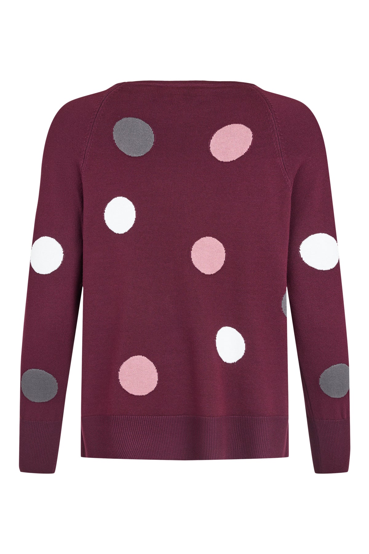 SUNDAY Polka Dot Round Neck Jumper - Plum
