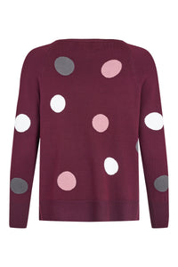SUNDAY Polka Dot Round Neck Jumper - Plum
