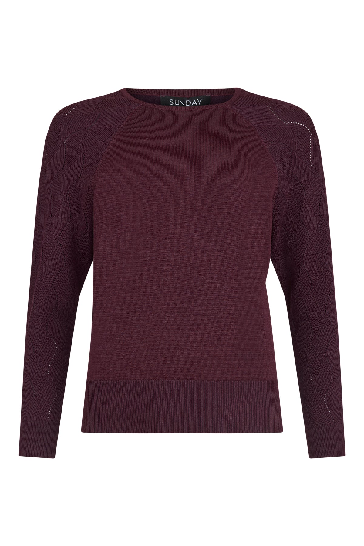 SUNDAY Textured Round Neck Jumper - Plum