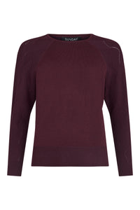 SUNDAY Textured Round Neck Jumper - Plum