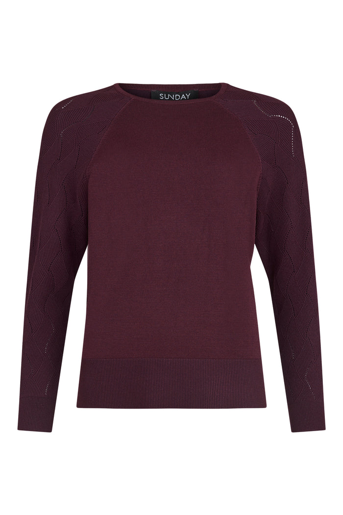 SUNDAY Textured Round Neck Jumper - Plum