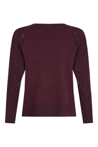 SUNDAY Textured Round Neck Jumper - Plum