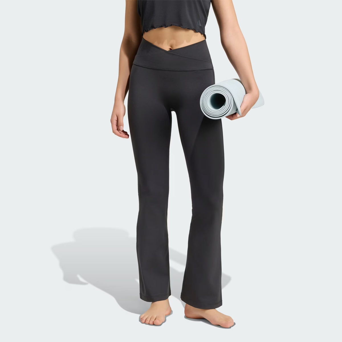 ADIDAS Women's 3-Stripes Studio All Me Flare X-Over Leggings - Black