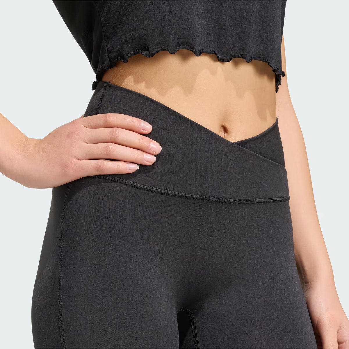 ADIDAS Women's 3-Stripes Studio All Me Flare X-Over Leggings - Black